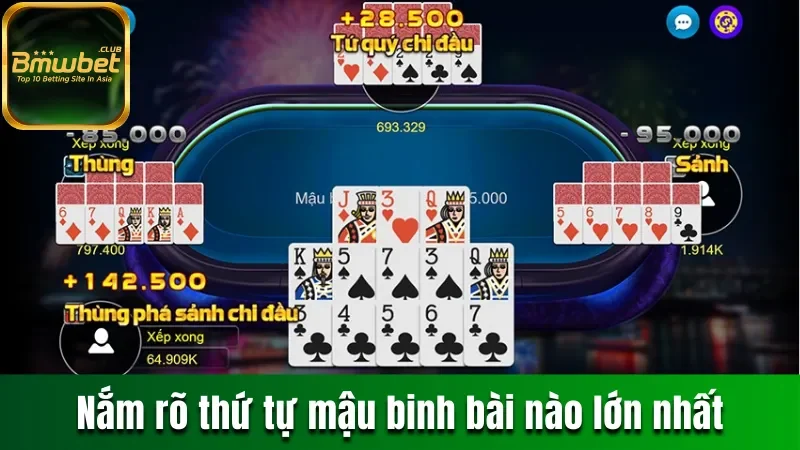 Nắm rõ thứ tự mậu binh bài nào lớn nhất