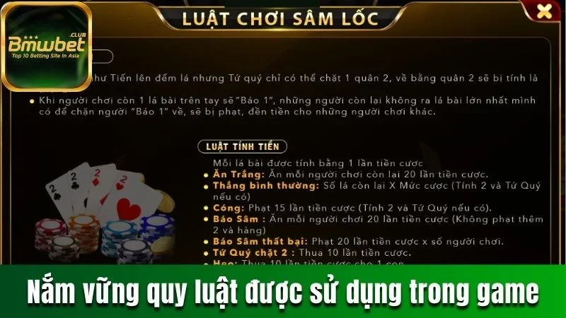 Nắm vững quy luật chơi được sử dụng trong game