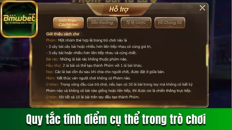 Quy tắc tính điểm cụ thể trong trò chơi